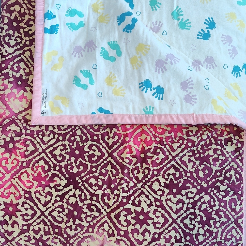 Colorful Handprint and Footprint Baby Blanket